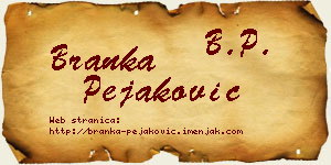Branka Pejaković vizit kartica
